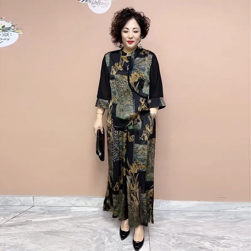 New Ethnic Fashion - 女性用ワイドレッグパンツセット,ルーズフィット,レディースファッション,エスニックスタイル,中高年向け,ニューコレクション2020