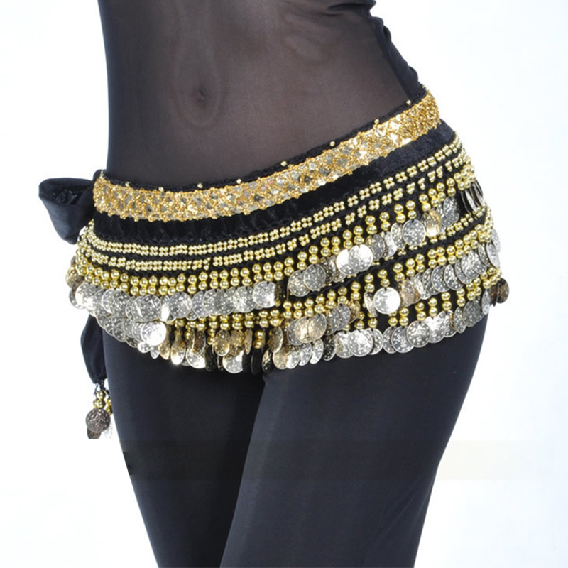 Ethnic Fashion India - 2022 ベリーダンス衣装服インドダンスベルトベリーダンスウエストチェーンヒップスカーフ女性ガールダンス 248 金貨 10 色